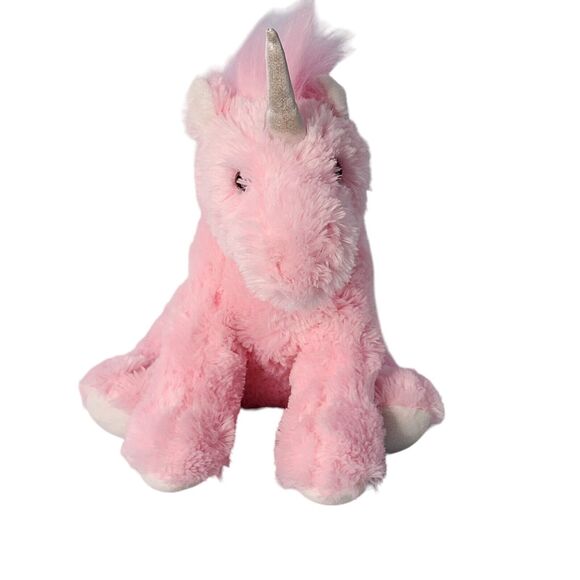 Aurora Pink Unicorn With Shiny Silver Horn Plush Stuffed Animal 11" Seated 2019 - Picture 1 of 11